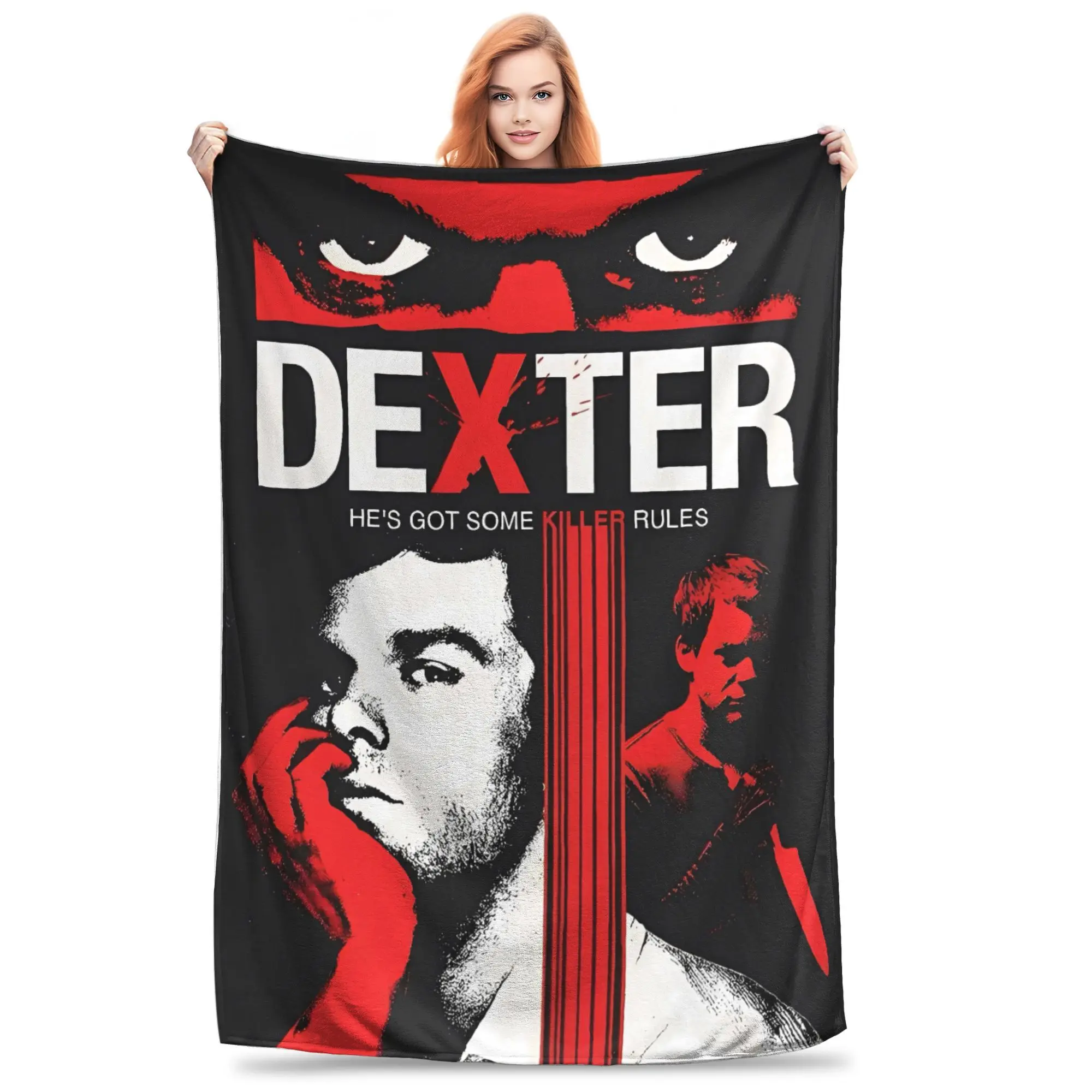Dexter Morgan TV Horror Blanket  Warm Soft Funny Plush Bedding Throws For Girls Boys Living Room Flannel Bedspread Bed Cover