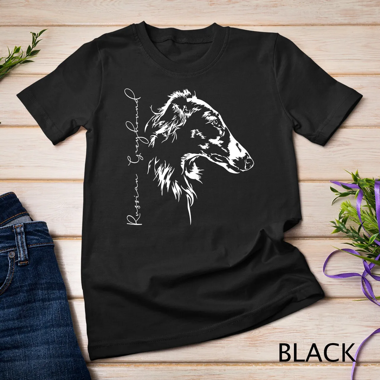 

Funny Proud Russian Greyhound Borzoi dog portrait gift Zip T shirt