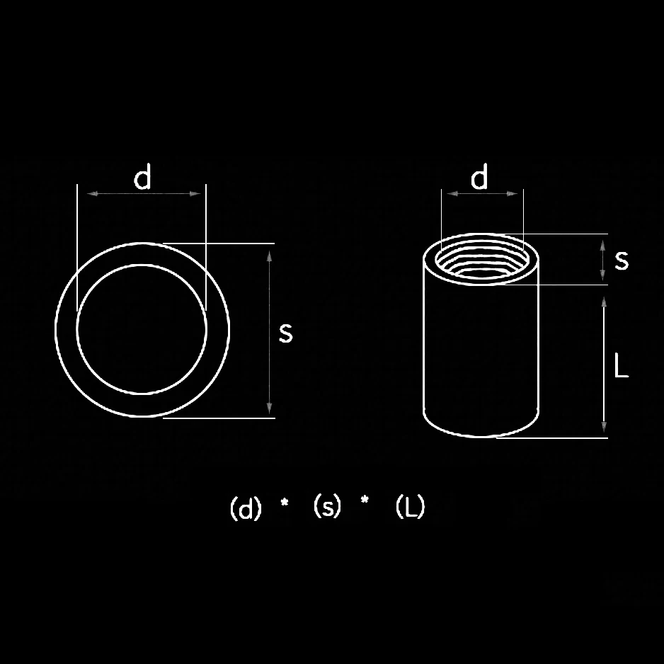 1Pcs 304 Stainless Steel Extension Thicken Round Column Joint Coupling Nuts M10 M12 M14 M16 M20 Cylindrical Connect Screw Nuts