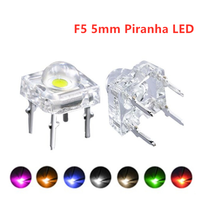50pcs F5 5mm Piranha LED White RED Orange RGB Pink Bule Green Yellow Amber Clear LED Diode Light Emitting Diodes 4-pins Diodes