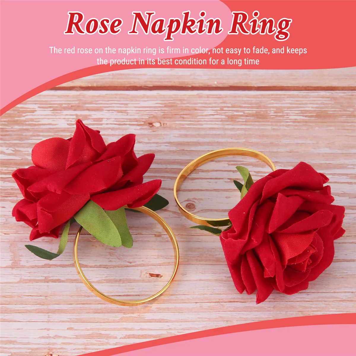BABQ 10Pcs Red Rose Shape Towel Buckle Napkin Ring Wedding Party Valentine's Day Hotel Table Decor Napkin Holder