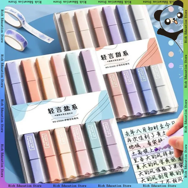 مجموعة أقلام فلورسنت مزدوجة الرأس، أقلام تحديد ملونة سميكة ورقيقة، أقلام تحديد جمالية للطلاب، مستلزمات مكتبية