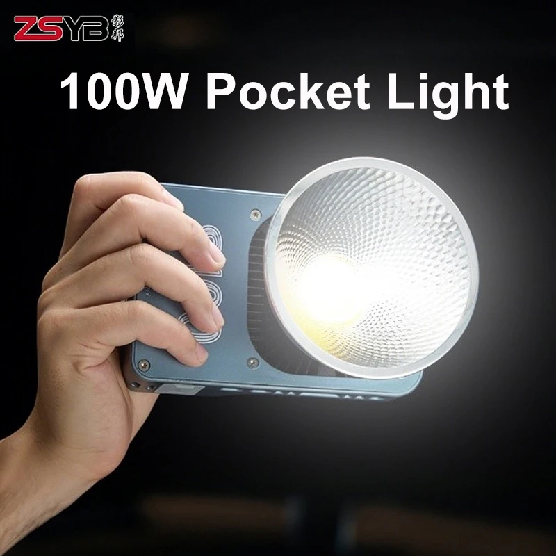 ZSYB S100 100W COB LED Light 2700K-6500K Photography Lighting Pocket Light for Outdoor Photo Video Shooting APP Control