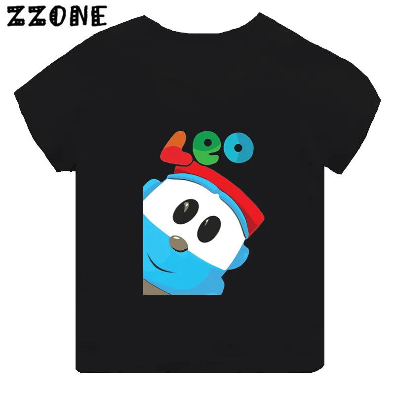 Hot Sale Leo The Truck Tv Show Print Cartoon Kids T-shirt Girls Clothes Baby Boys Black Short Sleeve Tshirt Children Tops,TH5481