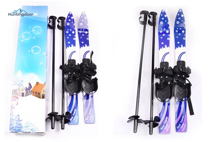 Children Ski Board Snowboarding Binding Ski Poles for Kids Skiing Snowboard Gifts Winter Sports Ski Board 5-10 years old