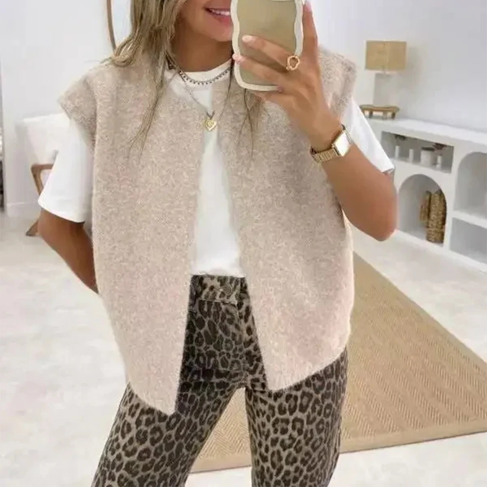 

Women's Double-sided Hand-stitched Wool Vest V-neck Elegant Warm Fashionable Top Korean Dongdaemun Style for Women