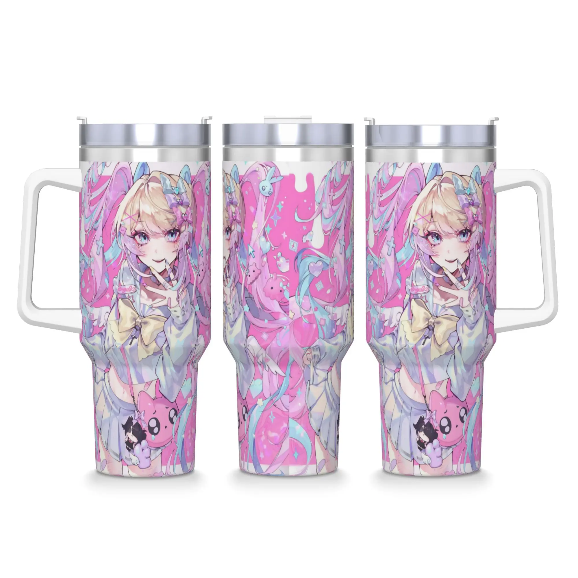 

N-Needy Girl Overdose Game Tumbler Cold Drink Water Bottle Insulated Stainless Steel Thermal Cups Printed Travel Mugs Cup