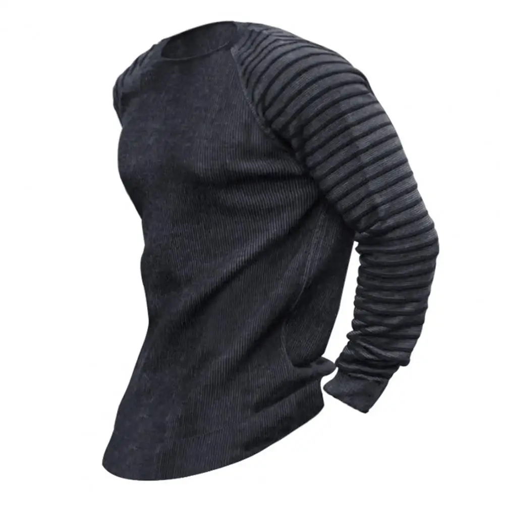 Pull Chic pour hommes, coupe 3D, extensible, automne, hauts simples, décontractés, couleur Pure, T-shirt à rayures