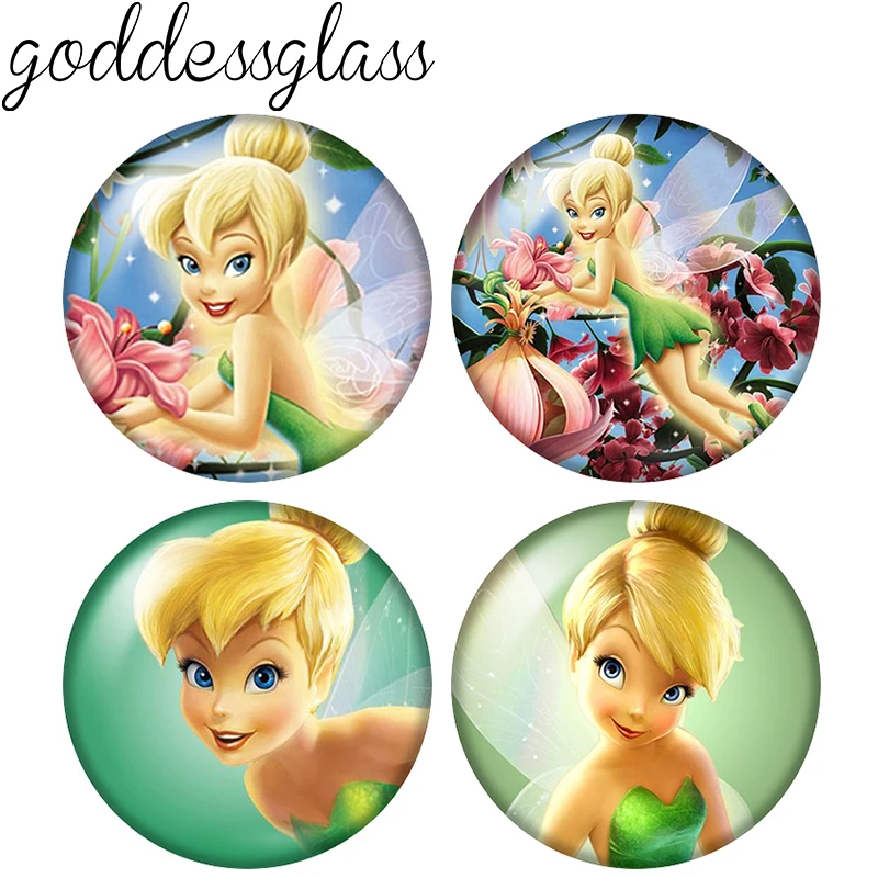 Disney Princess Tinker Bell Wings Fairy 12mm/18mm/20mm/25mm Round photo glass cabochon flat back Making findings for bracelets