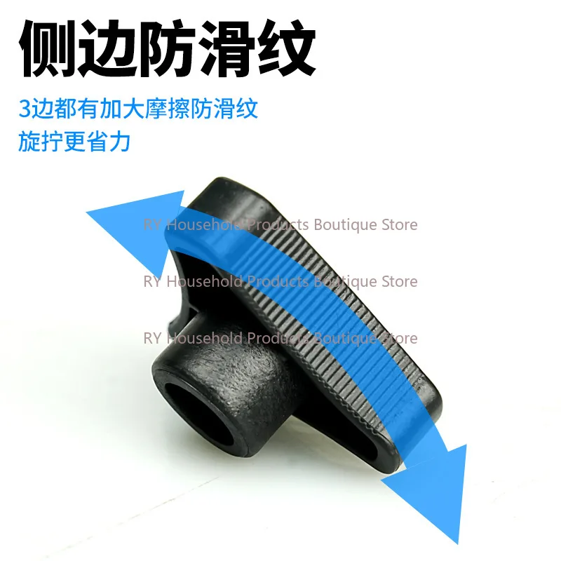 Plastic Triangular Hand Screw Nut Copper Rubber Head Plastic Knob Handle Triangular Hand Screw