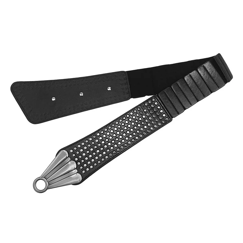 2025 New Wide Elastic Waist Belt Fashion Punk Rivet Waist Cincher Black Red Brown Dress Belts for Dresses Jeans