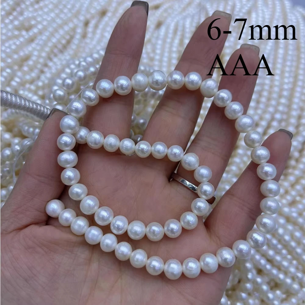 

AAA 6-7mm High Quality Natural Freshwater Pearl Near-round Beads for Jewelry Making Supplies DIY Necklace Bracelet Accessory