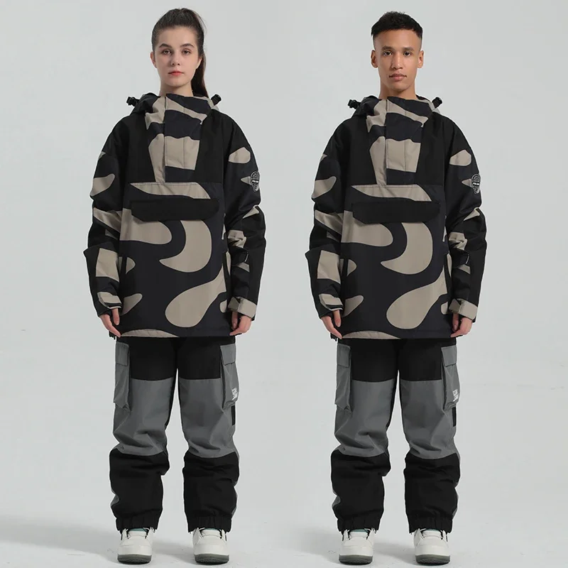 

Gsou-Snow -30℃ Ski Wear for Men and Women Hooded Sweater Reflective Trend Ski Suits Thickened Warmth Waterproof Ski Jacket Pant