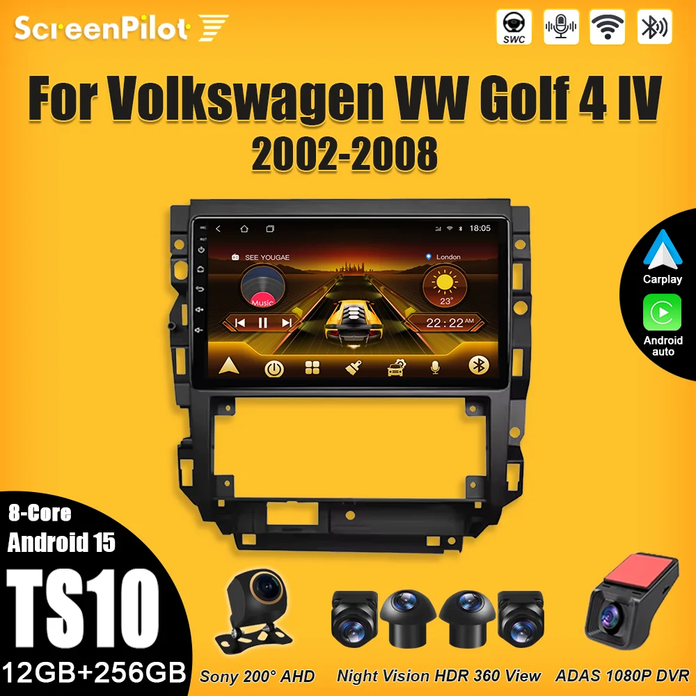 Android 16 For Volkswagen VW Golf 4 IV LHD 2002-2008 Jetta MK4 Classics Multimedia Video Player Intelligent System Touch Screen