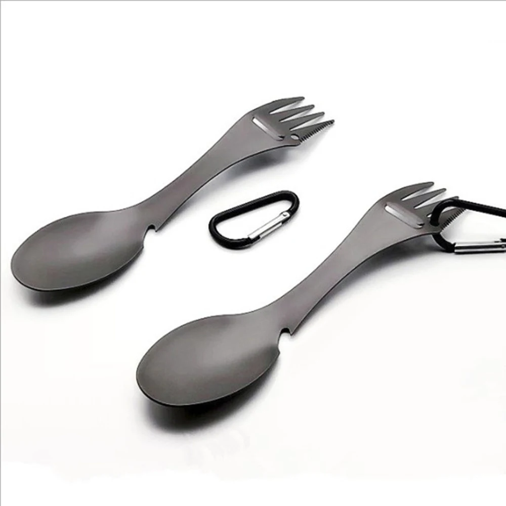 Portable Multitool Flatware Can Opener Camp Spork Cutlery Utensil Bottle Picnic Titanium Alloy Tableware Fork Spoon