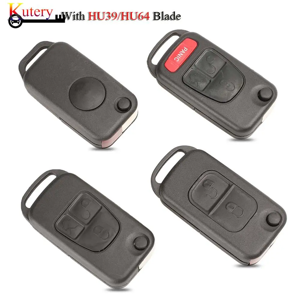 jingyuqin Folding Car Key Shell For Mercedes Benz SLK E113 A C E S W168 W124 W202 W203 1/2/3/4Buttons With HU39/HU64 Uncut Blank