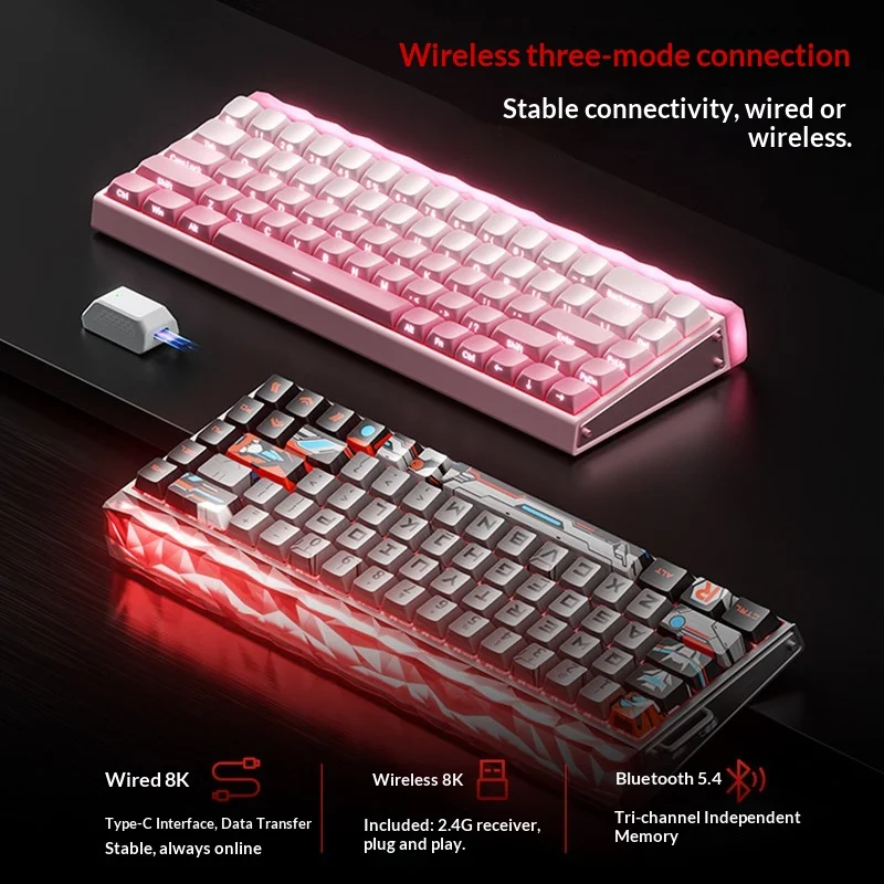 Aula Hero 68 Air Wireless Mechanical Gaming Keyboard Tri Mode Magnetic Axis 8k Low Latency 2.4 G Bluetooth 5 4 Esports