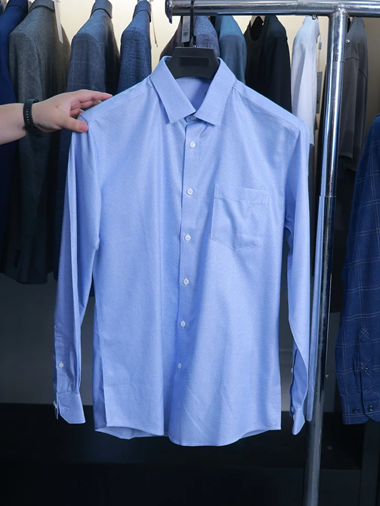 

Мужская рубашка Homesi с длинным рукавом, двухцветная, повседневная, модная, не требующая глажки, для весны и осени, стандартный крой, тонкая.