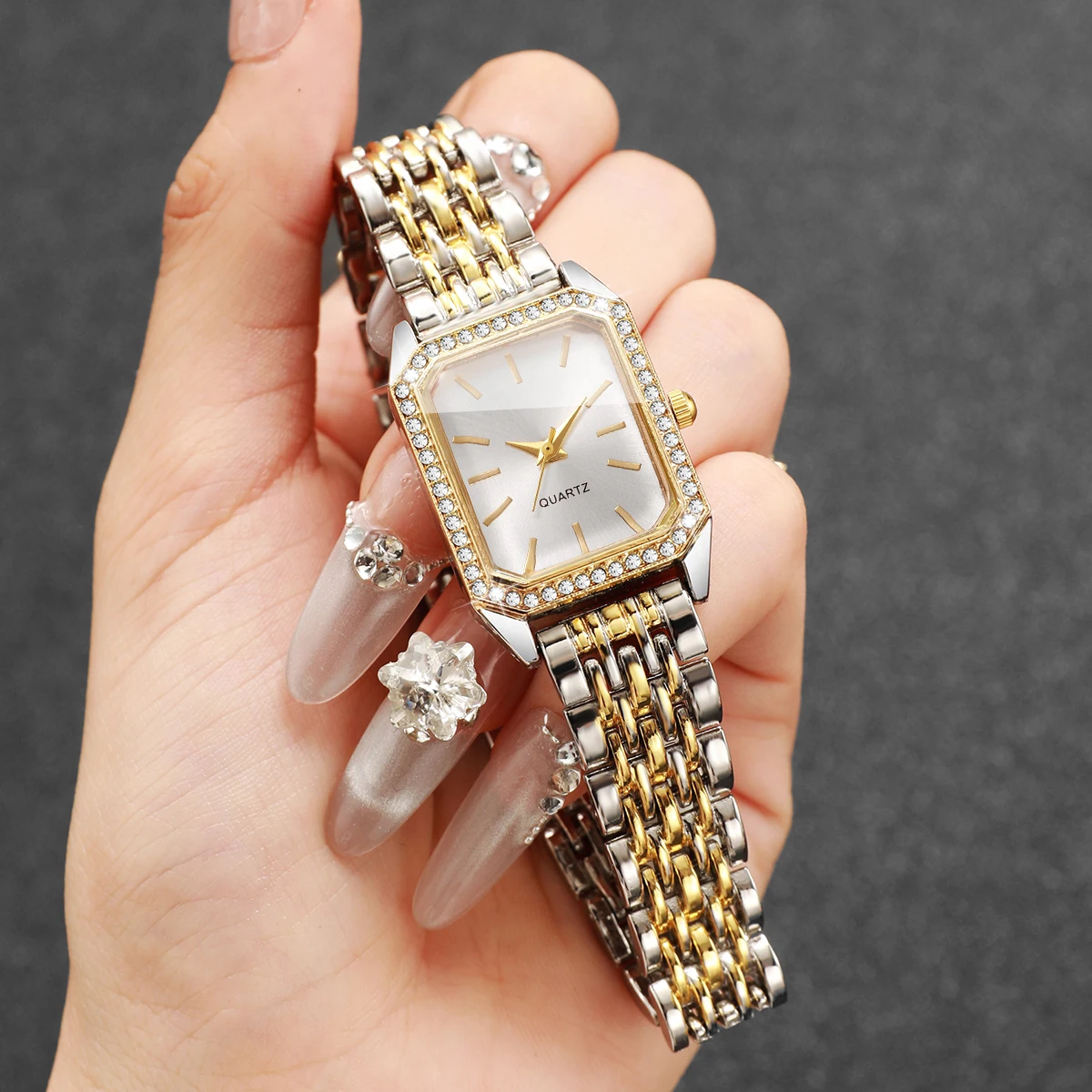 Elegant Rectangle Ladies Business Quartz Wristwatch Luxury Diamond Dial Women's Watch Relogio Feminino Girls ClockWithout Box