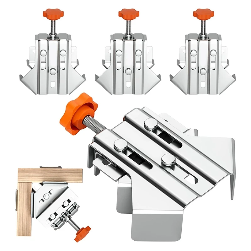 Stainless Steel Right Angle Clamp For Woodworking, Durable Rust&Corrosion 90 Degree Corner Clamps With Adjustable Durable 4Pcs