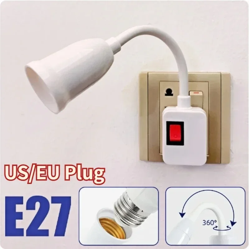 Direct Plug-in Rotary Lamp Head E27 Socket Lamp Bulb Holder with Switch EU US Plug Lamp Holder LED Table Led Base Base