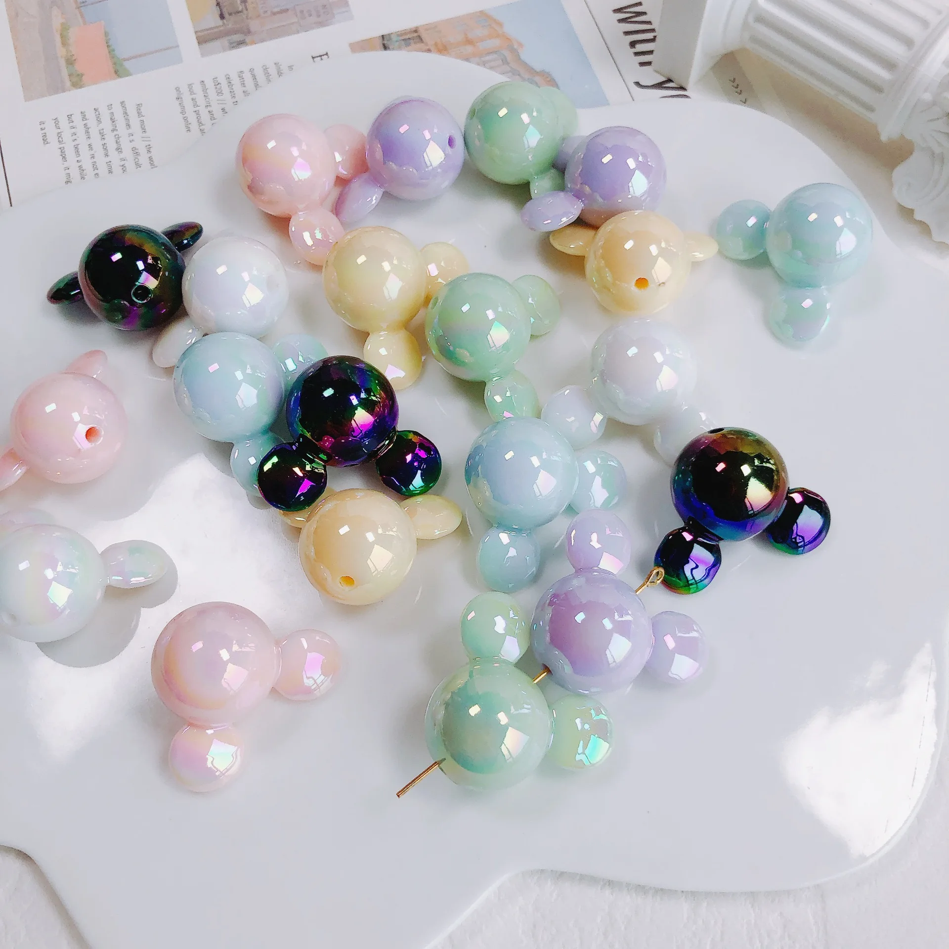 DIY Jewelry Acrylic Resin Simple Color Plating Color Girls Cute Scattered Beads Bead Accessories Material