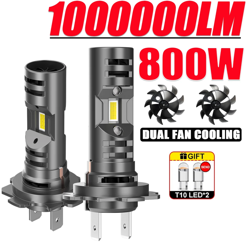 

H7 LED Headlight for Car Bulbs CANBUS 1000000LM Super Bright Auto Lights Turbo Dual Fan Ultra Puissant Cooling LED Headlamp 12V