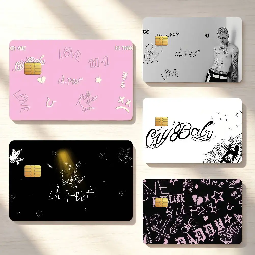Rapper L-Lil Peep Music Credit Card Sticker Waterproof Anti-Scratch 4PCS Bank Debit Traffic Cover Decoration