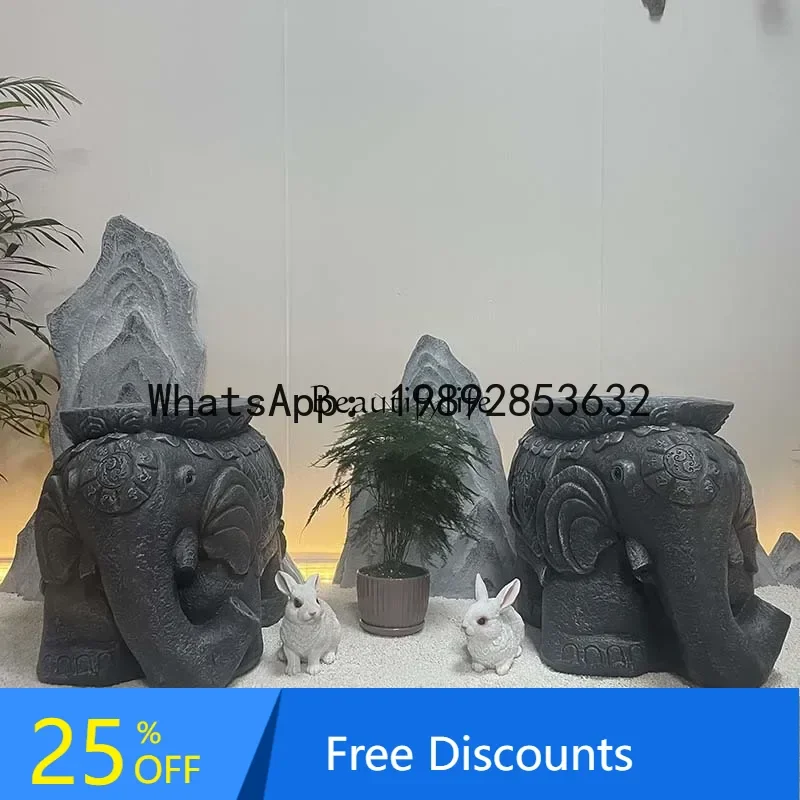 

-Chinese creative antique auspicious Tai Chi elephant living room courtyard villa gate residential decoration floor-to-ceiling