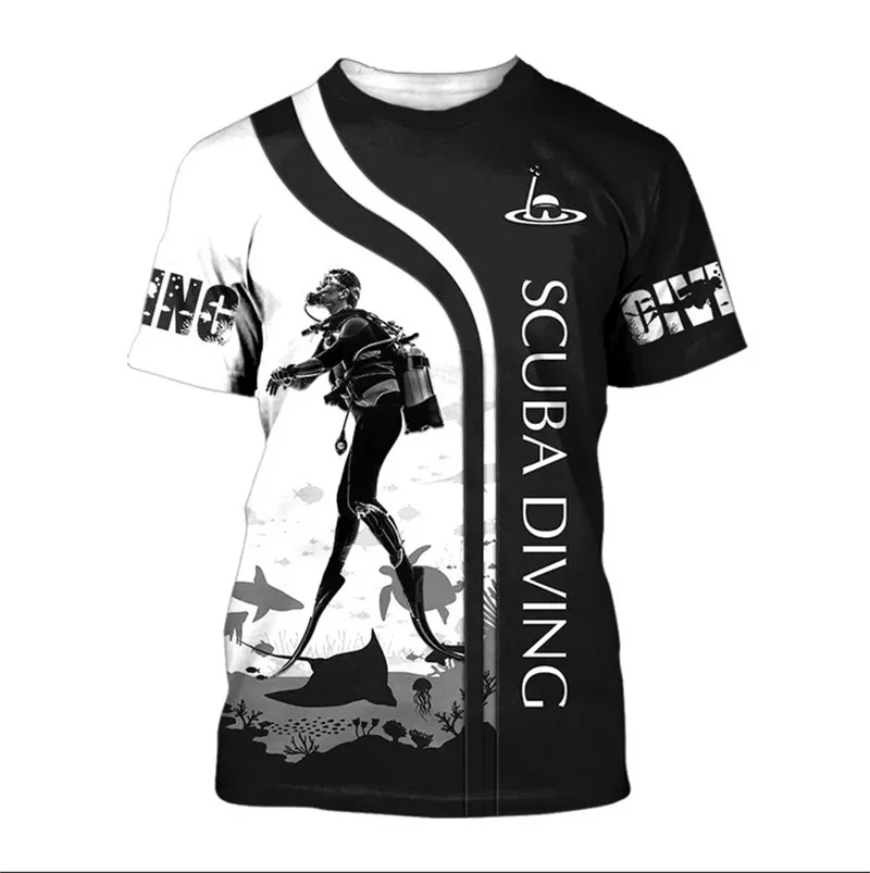 Astronaut Diver 3D Print T Shirt Men Colorful Ocean Coral Reef Graphic Tees Casual Short Sleeve Streetwear Tops