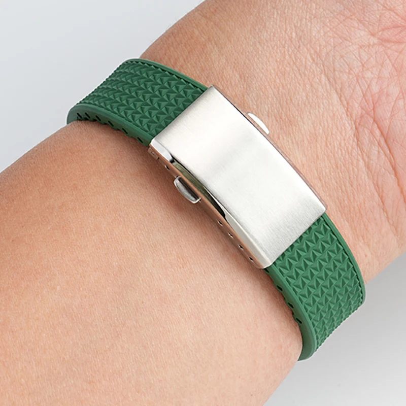 محدب نهاية فلورو المطاط حزام لتيسو PRX سلسلة سوبر لاعب 40 مللي متر الرجال الإفراج السريع للطي مشبك استبدال حزام (استيك) ساعة 12 مللي متر #5