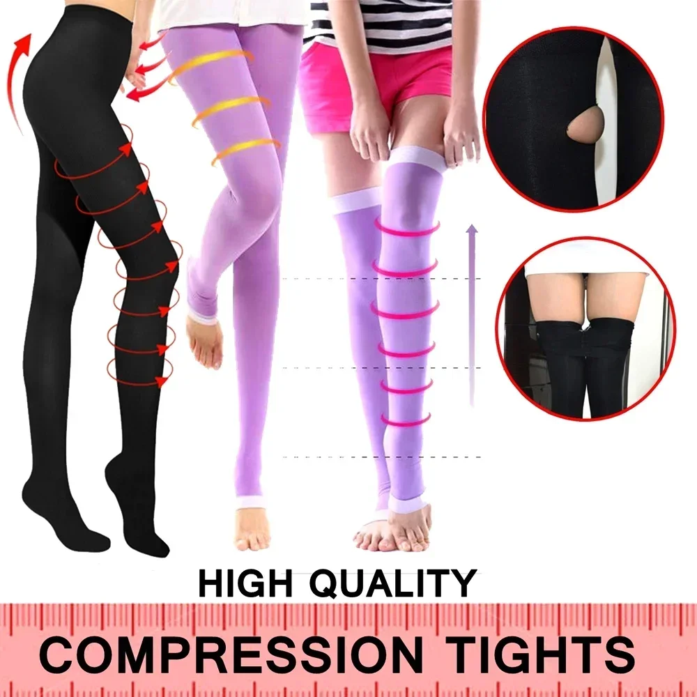 1 Pair Women 420D Compression Burn Fat Sleeping Overnight Slimming Stockings Lady's Beauty Leg Free Size Shin Support