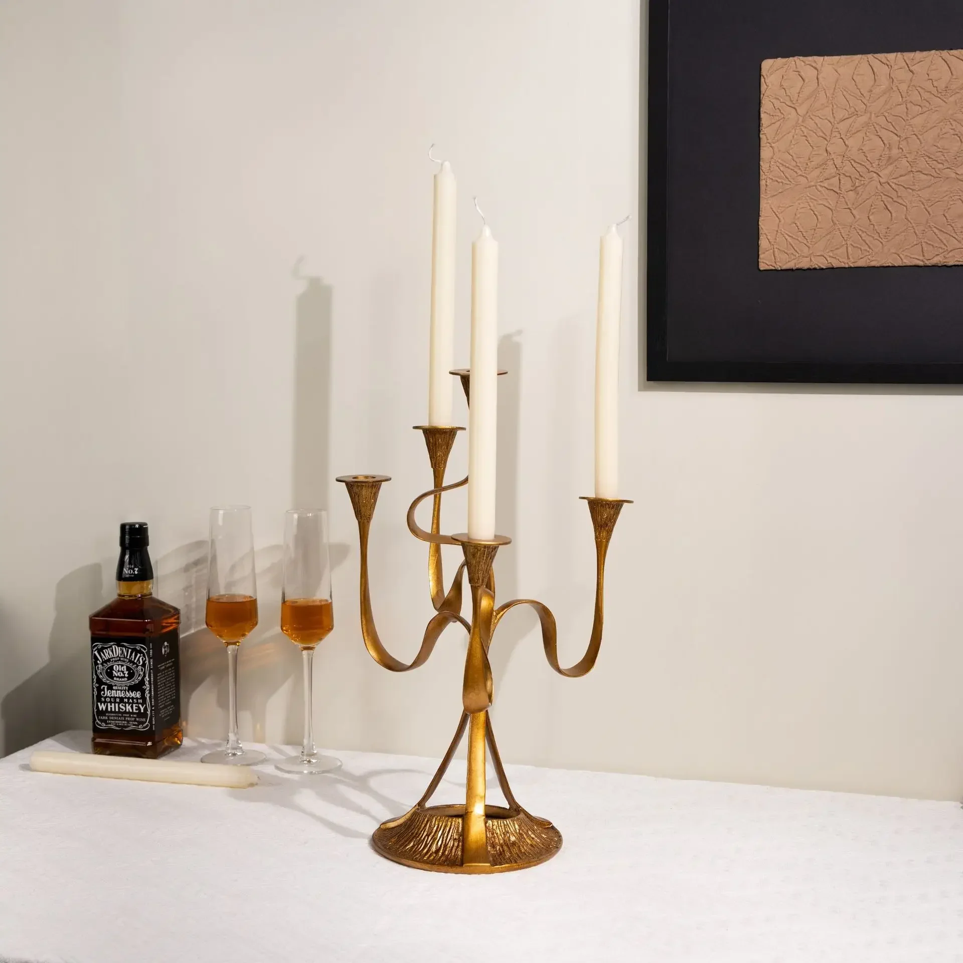 Vintage Metal Candle Holders Table Centerpiece Luxury Candelabrum Container for Wedding Party Home Decoration Elegant Ornament