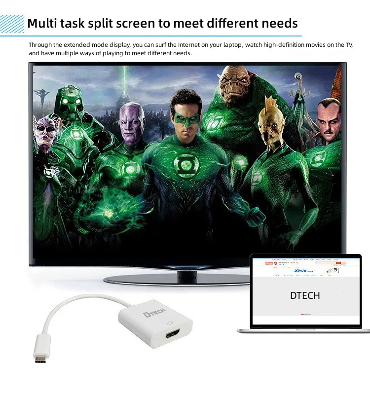 DTECH 3840*2160 30Hz 18Gbps 1080P USB 3.1 Type C to HDMI Converter Adapter Cable for HDMI Device