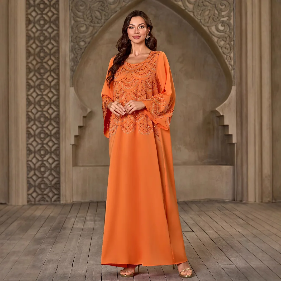 

New Diamonds Abaya Dubai Kaftan Women Muslim Dress Eid Ramadan Islam Clothing Turkey Kaftan Marocain Femme Robe Jalabiya Caftan