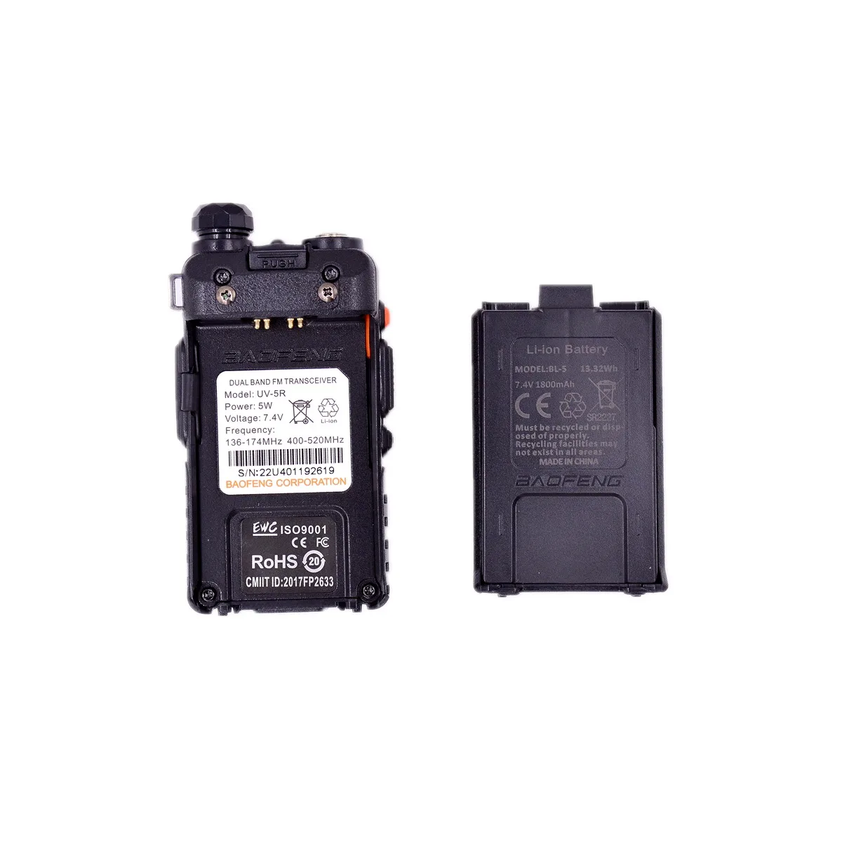 Akumulator litowo-jonowy BAOFENG BL5 1800mAh 13,32 wh do Baofeng UV5R F8 5RB 5RE F8HP wymiana akcesoriów do radia