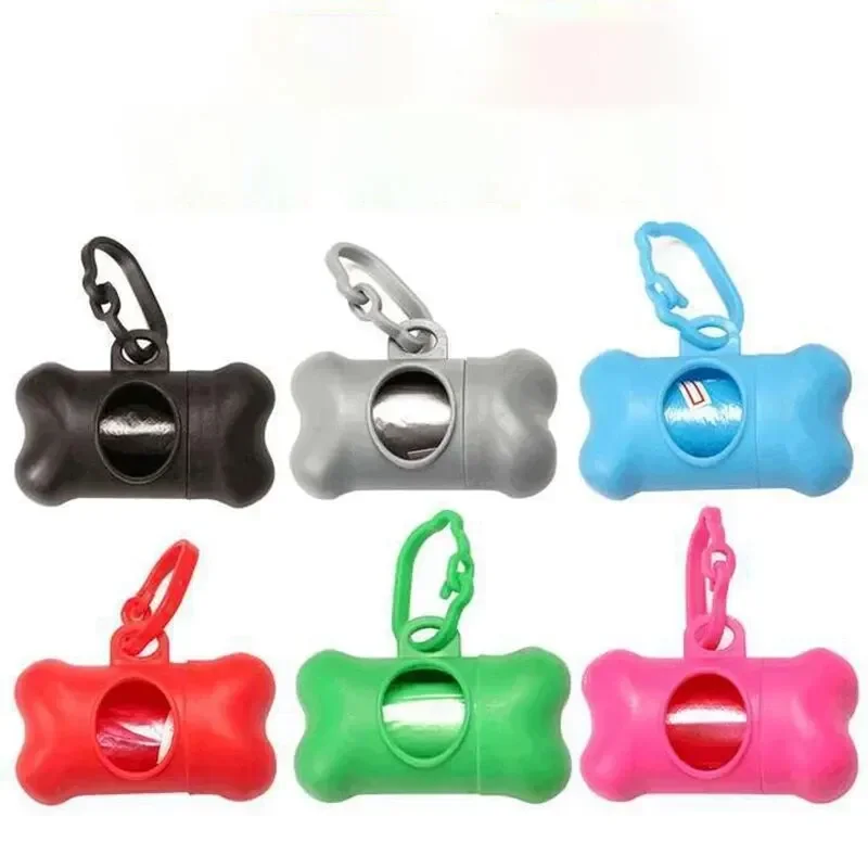 1pc Bone Shaped Box with 1pcs Garbage Disposable Dispenser Pet Dog Waste Bag Holder Plastic Garbage Bag Case Carrier