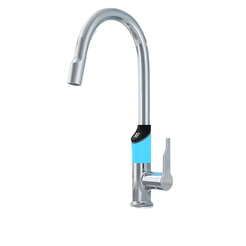 

Full Copper Digital Display Kitchen Faucet, Hot and Cold Household Pull Type Rotating Vegetable Basin Faucet