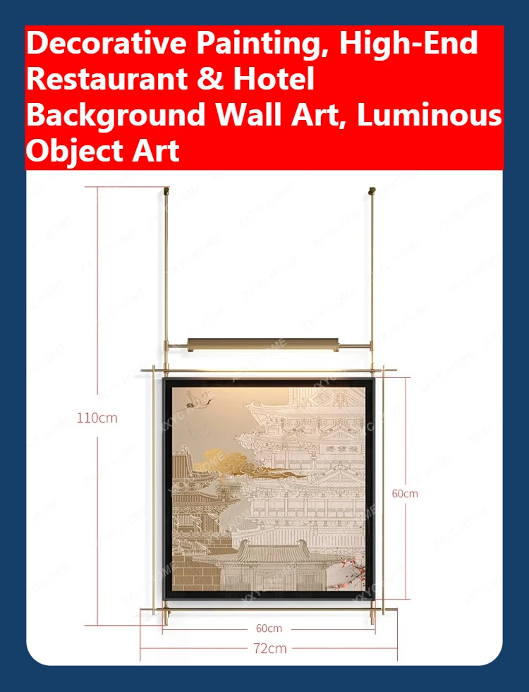 Luminous Object Art Decorative Painting, High‑End Restaurant Hotel Background Wall Decoration
