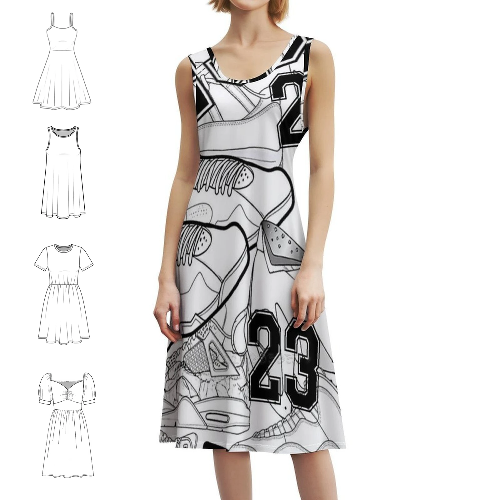 دعوات الكرة الرياضية | خلفية الكرة حذاء رياضة | فستان نسائي للحفلات ملابس الشارع الشهير ملابس نادي مطبوعة عصرية للنساء #2