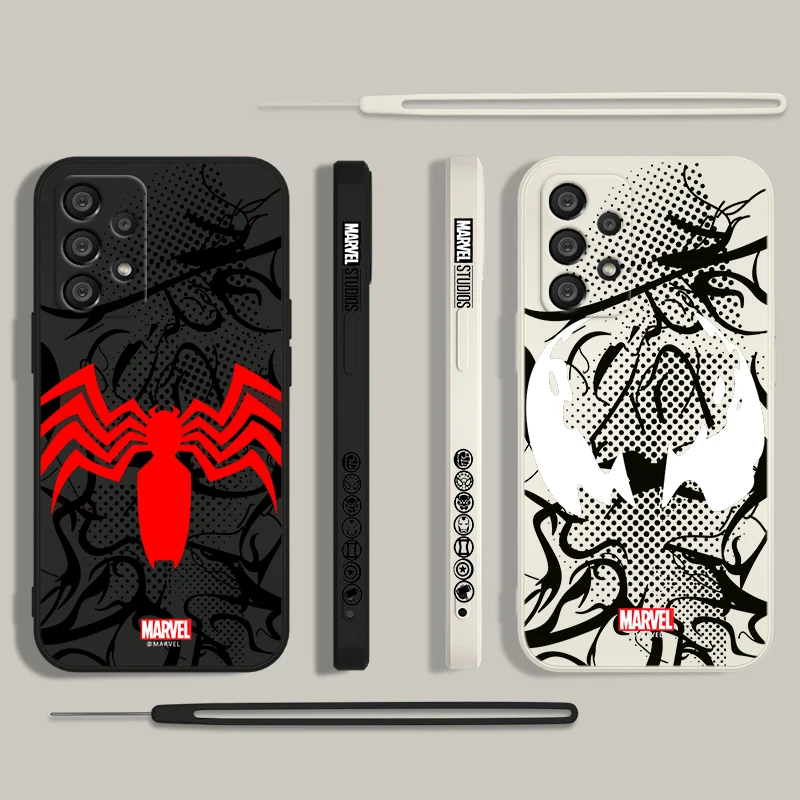 Spider-Man Venom Marvel Phone Case For Samsung A55 A53 A33 A52 A32 A71 A51 A21S A35 A25 5G Liquid Left Rope Funda