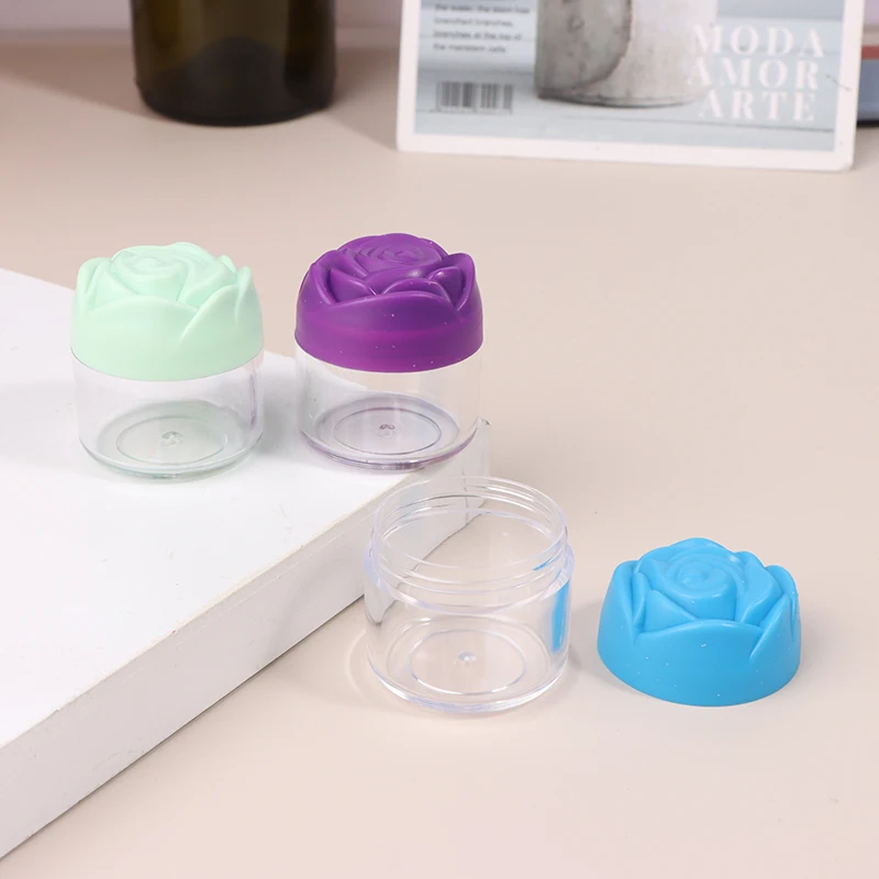 6Pcs 20g Plastic Cosmetic Cream Containers With Rose Shaped Screw Caps Empty Makeup Sample Jars Lip Balm Pot Jar