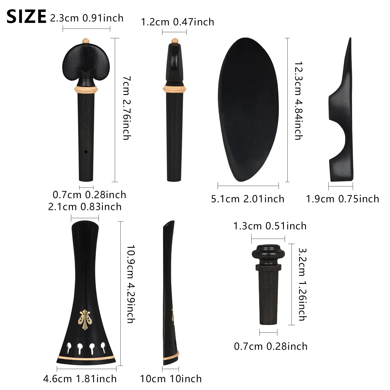 Ebony Violin Tailpiece Set 4/4 3/4 Four Piece Set Pull String Board Chord Axis Tail Nail Chin Rest String Instrument Accessories