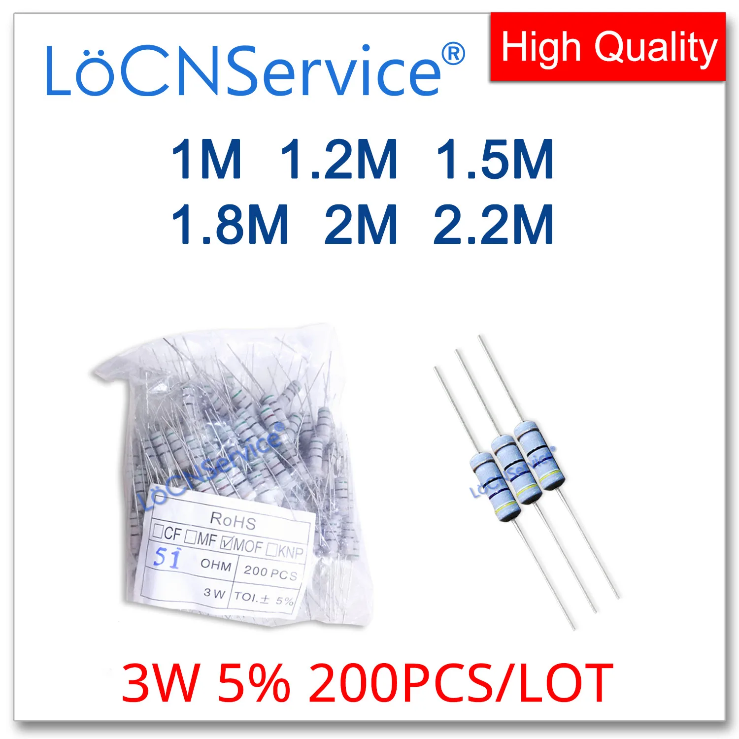 LoCNService 200 قطعة/الوحدة 5% 3 واط 1 متر 1.1 متر 1.2 متر 1.5 متر 1.8 متر 2 متر 2.2 متر الكربون فيلم المقاوم DIP أوم