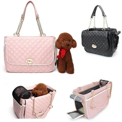 Portable Puppy Travel Bags Dog Cat Leather Carrier Bag Breathable Mesh Small Dog Cat Chihuahua Carrier Outgoing Pets Handbag