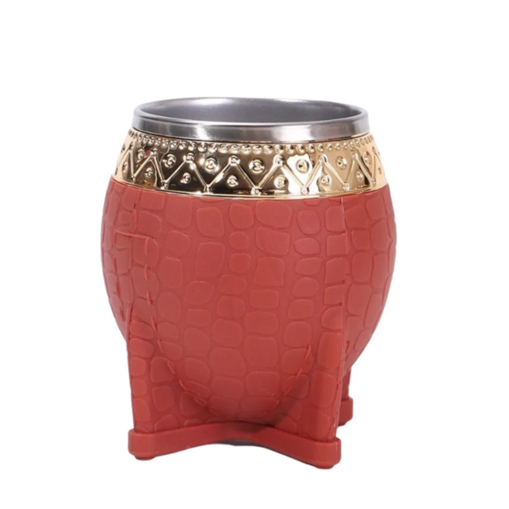 

Creative 180 ML Stainless Steel Double Wall Cup Flat Bottomed Rust-proof Eggshell Cup Tortoiseshell Pattern Drinking Mug Office