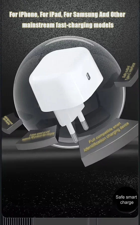 PD 40W For Apple Fast Charger For iPhone 17 Air 16 15 14 13 12 11 Pro Max Type C Quick Charging Data Cable UK EU Plug Adapter
