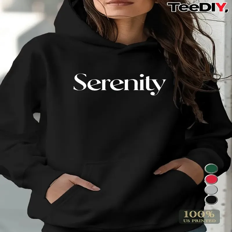 

Осенне-зимний свитшот больших размеров, женская одежда больших размеров, белая одежда Serenity Text Art Design, графический уличный стиль, хлопок Y2k