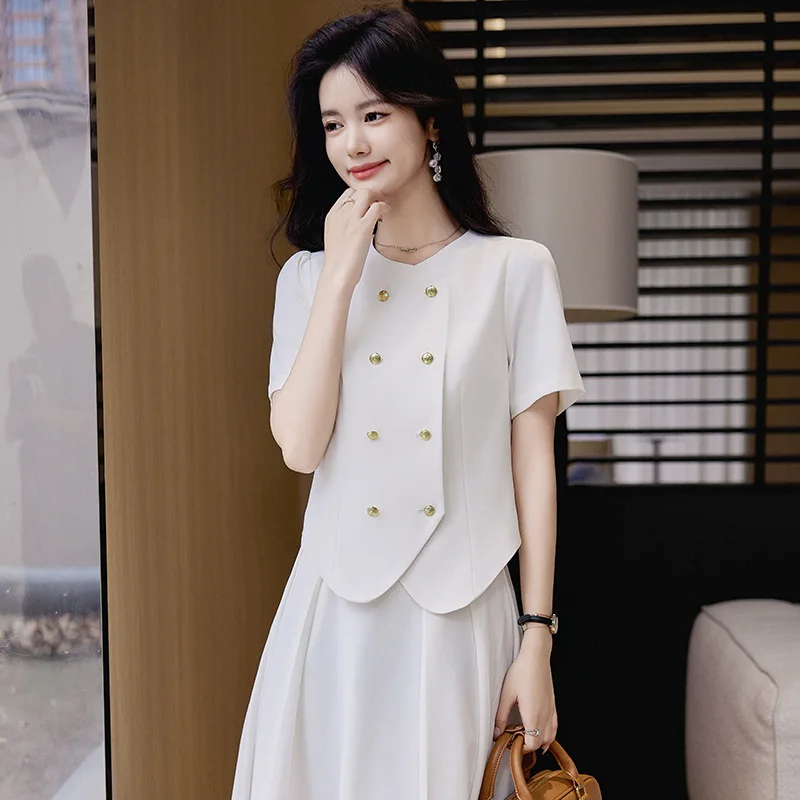 Style Suit Dress Female Suit Summer2024New Elegant Short-Sleeved Suit Skirt Two-Piece Suit