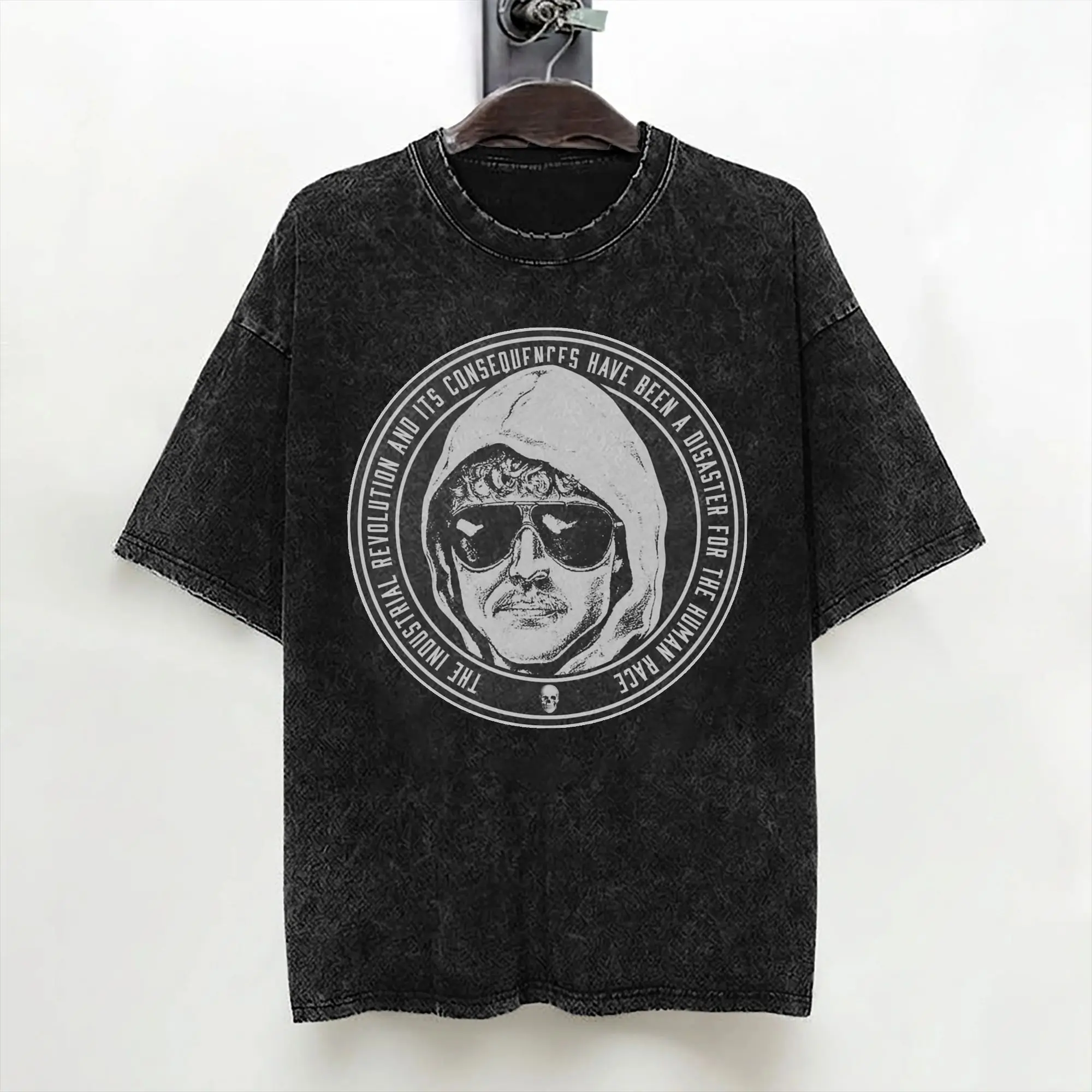 Ted Kaczynski T Shirts Washed Short Sleeve High Street T-Shirt Ted Glasses Unabomber Retro Men Women Streetwear Summer Tee Shirt